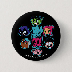 Tien Titans gaan! Titans Head Pattern Ronde Button 5,7 Cm