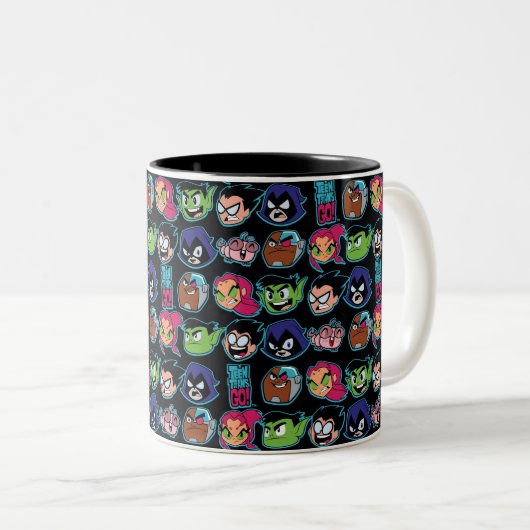 Tien Titans gaan! | Titans Head Pattern Tweekleurige Koffiemok (Voorkant rechts)