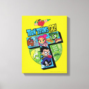 Tien Titans gaan!   Titans Tower Collage Canvas Afdruk