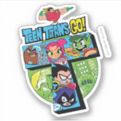 Tien Titans gaan! | Titans Tower Collage Sticker (Voorkant)