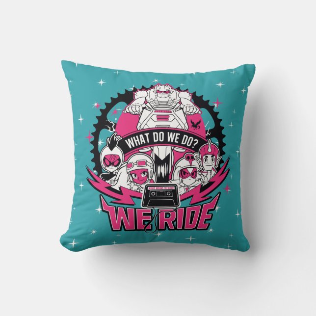 Tien Titans gaan! | "We Ride" Retro Moto Graphic Kussen (Voorkant)