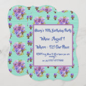 Tienage Girls Paarse Floral Birthday Kaart (Voorkant / Achterkant)