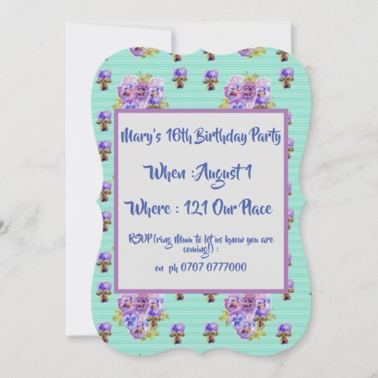 Tienage Girls Paarse Floral Birthday Kaart (Voorkant)