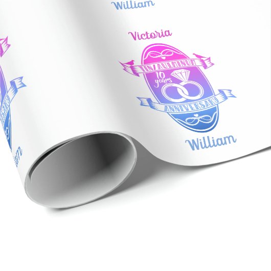 Tiende 10e trouwdag TIN ALUMINUM Cadeaupapier (Rol Hoek)