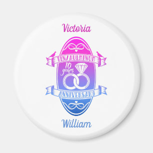 Tiende 10e trouwdag TIN ALUMINUM Magneet