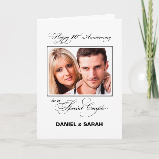 Tiende trouwjubileum aangepaste naam & foto kaart (Voorkant)