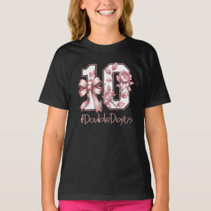 Tiende verjaardag meisje roze coquette strik wordt t-shirt