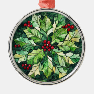 TIENEN VAN GROENE KERST GEGLAZUURD GLAS METALEN ORNAMENT