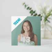Tiener 13 Jaar Custom Photo Verjaardagsfeest Kaart (Staand voorkant)