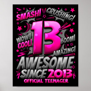 Tiener 13 jaar oude jongens 13e verjaardag jongen poster