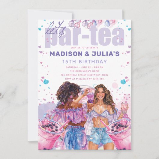 Tiener Dubbele Boba Bubble Thee Verjaardag Kaart (Voorkant)