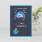 tiener dude pool party verjaardag plons kaart (Staand voorkant)