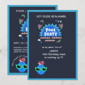 tiener dude pool party verjaardag plons kaart (Voorkant / Achterkant)