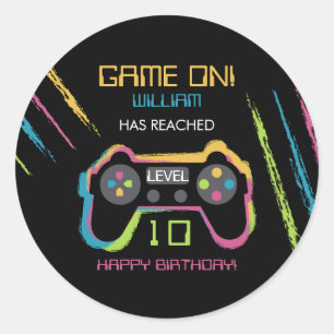Tiener Gamen Gamer Videospel Speler Verjaardag Ronde Sticker