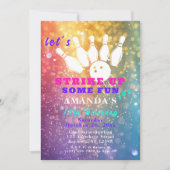 Tiener Glitter Bowling Verjaardagsfeestuitnodiging Kaart (Voorkant)