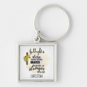 Tiener GODDOCHTER Motiverende Quote Zonnebloemen Sleutelhanger