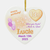 Tiener Hart 13e Verjaardag Meisje Dochter Keramisch Ornament (Voorkant)