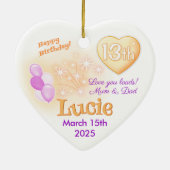 Tiener Hart 13e Verjaardag Meisje Dochter Keramisch Ornament (Achterkant)