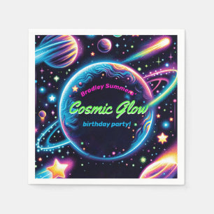 Tiener kosmische gloed ruimte thema verjaardagsfee servet