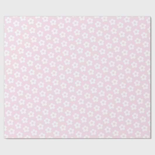Tiener Meisje Pastel Roze Wit Daisy Bloem Cadeaupapier (Vlak)