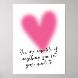 Tiener Meisje Positief Inspirerend Quote Roze Hart Poster