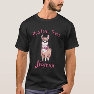 Tiener Verjaardag Coquette Schattige Lama T-shirt