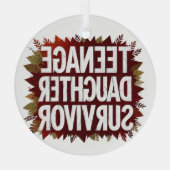 Tienerdochter Survivor Grappig Mam Pap Ouderschap Glas Ornament (Achterkant)