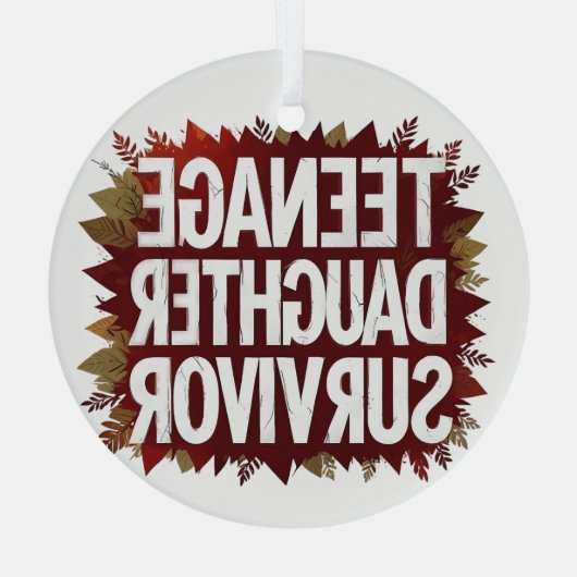 Tienerdochter Survivor Grappig Mam Pap Ouderschap Glas Ornament (Achterkant)