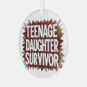 Tienerdochter Survivor Grappig Mam Pap Ouderschap Glas Ornament (Voorkant links)