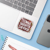 Tienerdochter Survivor Grappig Mam Pap Ouderschap Sticker (Laptop met iPhone)