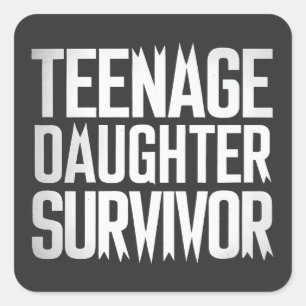 Tienerdochter Survivor Grappig Mam Pap Ouderschap Vierkante Sticker
