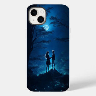Tienerjongen meisjes met blauwe iPhone / iPad case