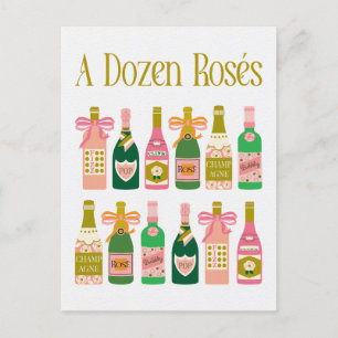 Tientallen Rosés Roze Champagneflessen Pop Fizz Cl Briefkaart