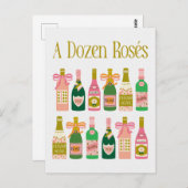 Tientallen Rosés Roze Champagneflessen Pop Fizz Cl Briefkaart (Voorkant / Achterkant)