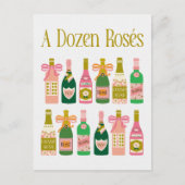 Tientallen Rosés Roze Champagneflessen Pop Fizz Cl Briefkaart (Voorkant)