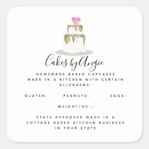 Tiered Cake Logo Homemade Food Business Vierkante Sticker
