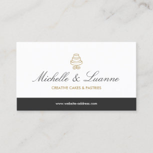  Tiered Cake Logo met Elegant Type Wit Visitekaartje
