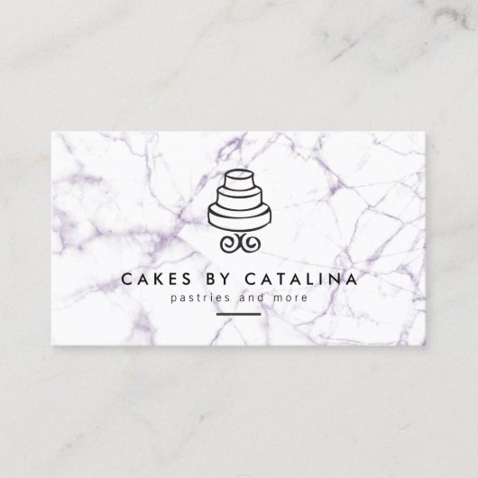  Tiered Cake Logo op Marmeren Bakkerij Visitekaartje (Voorkant)