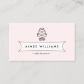  Tiered Cake Logo op Roze Visitekaartje (Voorkant)