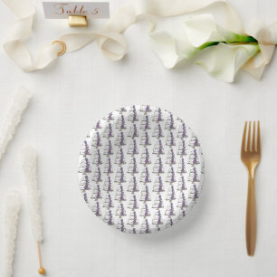 Tiered Paarse Bloemen Trouwtaart Vrijgezellenfeest Papieren Kommen