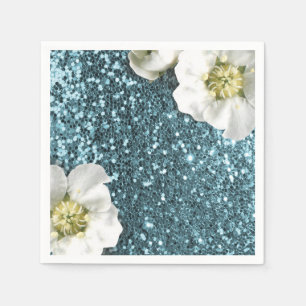 Tiffany Aqua Beach Blue Jasmine Glitter Sequin Servetten