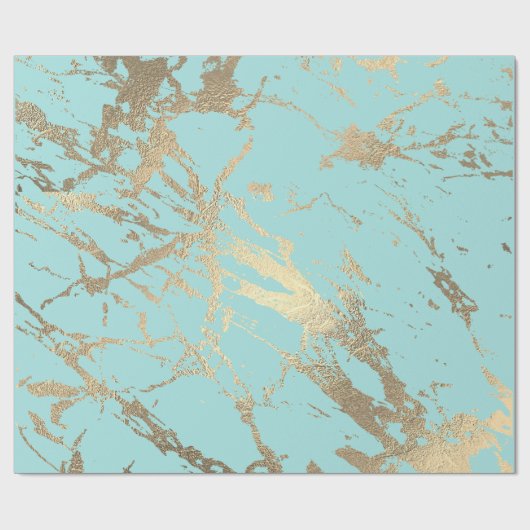 Tiffany Aqua Blue Marble Shiny Glam Cadeaupapier (Vlak)
