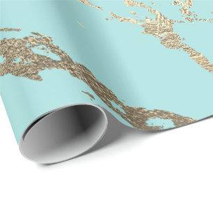 Tiffany Aqua Blue Marble Shiny Glam Cadeaupapier