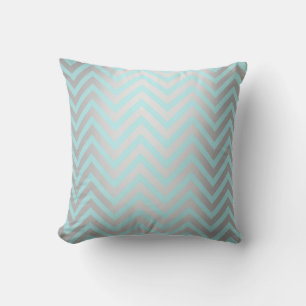 Tiffany Aqua Mint Ocean Blue Beach Chevron Silver Kussen