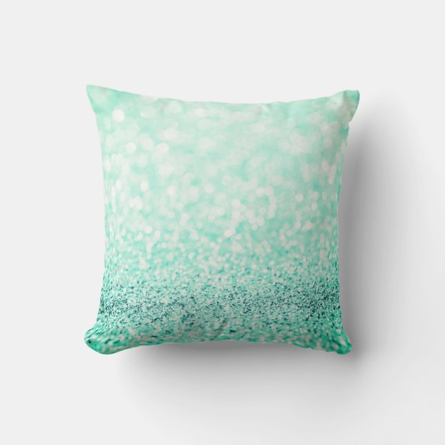 Tiffany Aqua Ocean Blue Glitter White Delicate Kussen (Voorkant)
