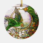 Tiffany Art Nouveau Glas in lood Parrots Ornament (Voorkant)