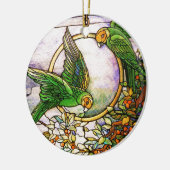 Tiffany Art Nouveau Glas in lood Parrots Ornament (Links)