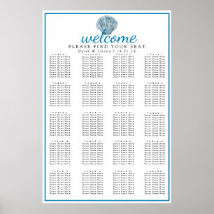 Tiffany Blauw Enkele Zeeschelp Bruiloft Zitting Poster