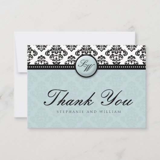 Tiffany Damask Mariage Carte de remerciements (Devant)