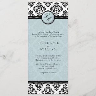 Tiffany Damask Monogram Wedding Invitation Kaart